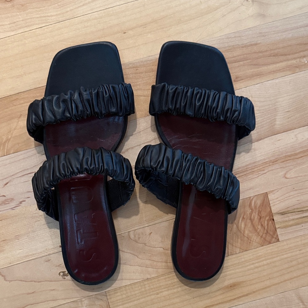 STAUD Black and Burgundy Sandals